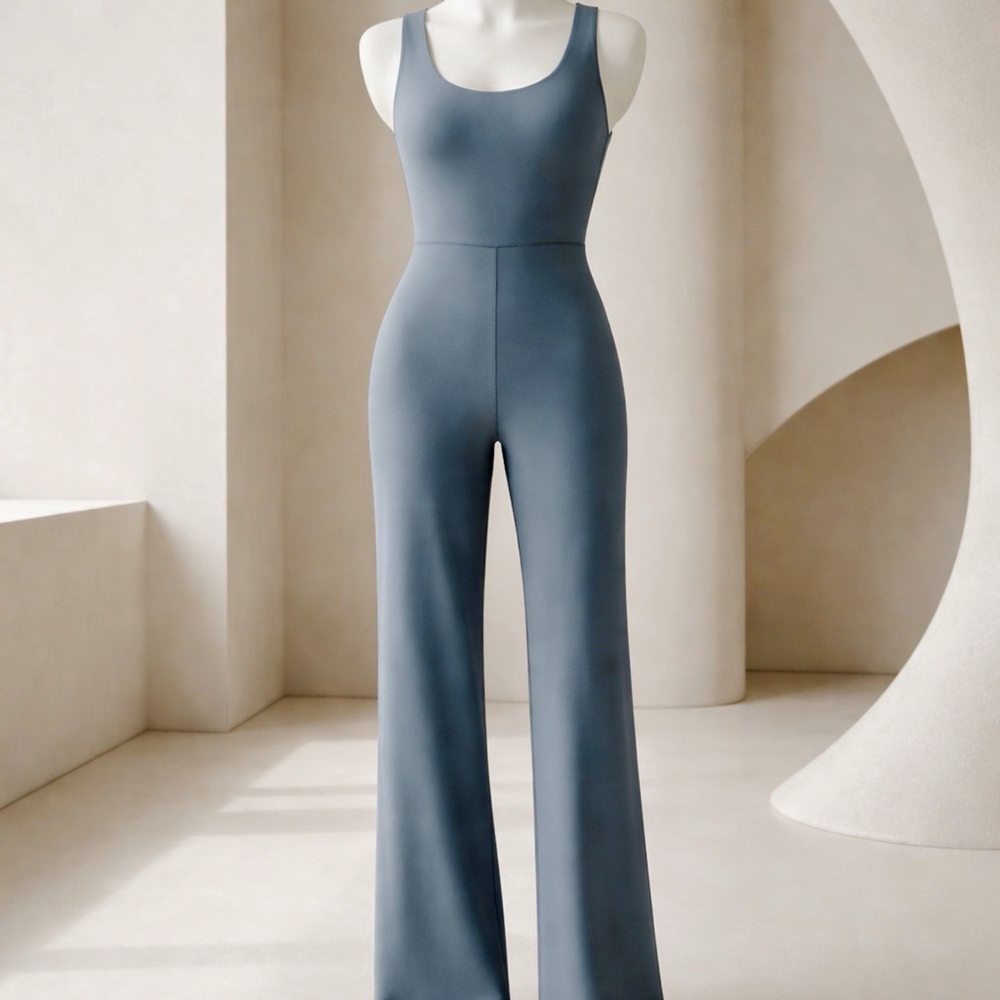 Old Navy Scoop-Neck Wide-Leg Jumpsuit in Slate Blue
